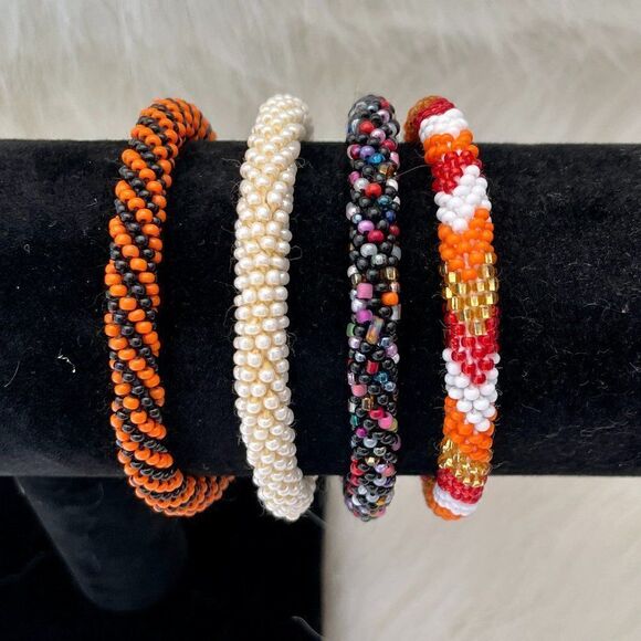 HAND CRAFTED in Nepal Beaded Bracelets (set of 4) #230 - Picture 4 of 4